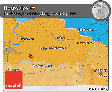 Political 3D Map of Hostovice