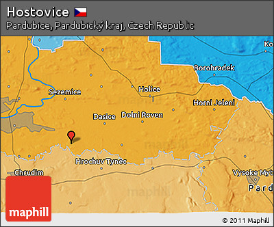 Political 3D Map of Hostovice