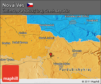 Political 3D Map of Nová Ves