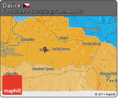 Political 3D Map of Dašice