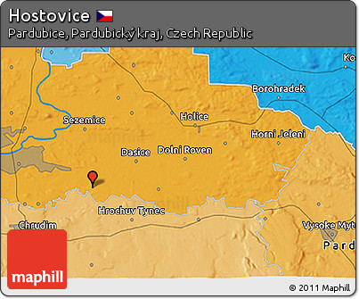 Political 3D Map of Hostovice
