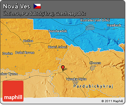 Political 3D Map of Nová Ves