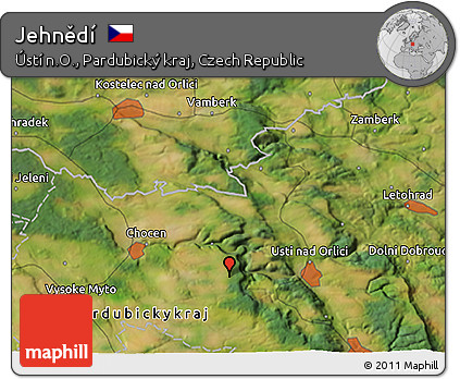 Satellite 3D Map of Jehnědí