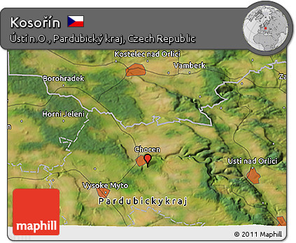 Satellite 3D Map of Kosořín