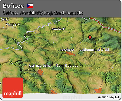 Satellite 3D Map of Bořitov