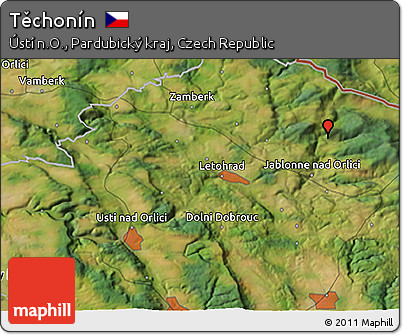 Satellite 3D Map of Těchonín