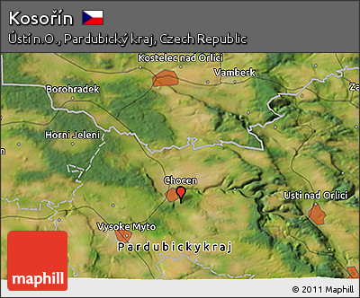 Satellite 3D Map of Kosořín