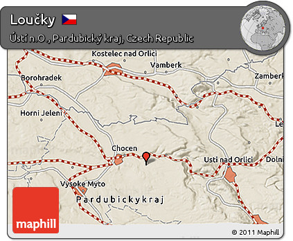 Shaded Relief 3D Map of Loučky