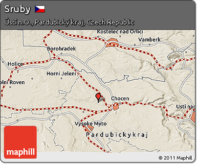 Shaded Relief 3D Map of Sruby