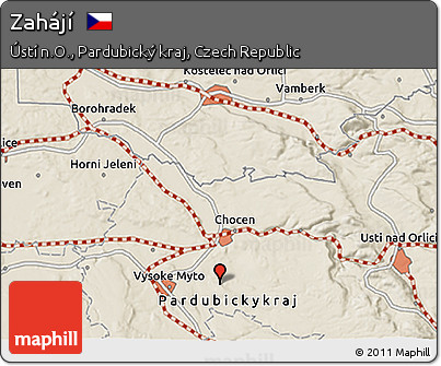 Shaded Relief 3D Map of Zahájí