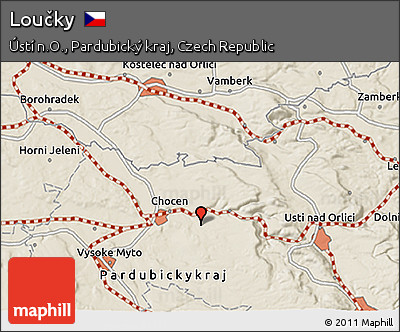 Shaded Relief 3D Map of Loučky