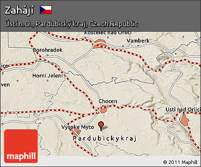 Shaded Relief 3D Map of Zahájí