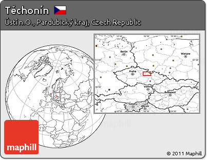 Blank Location Map of Těchonín