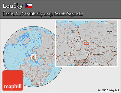 Gray Location Map of Loučky