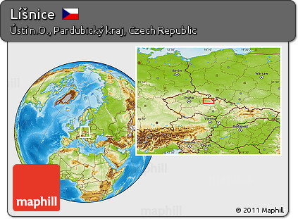 Physical Location Map of Líšnice