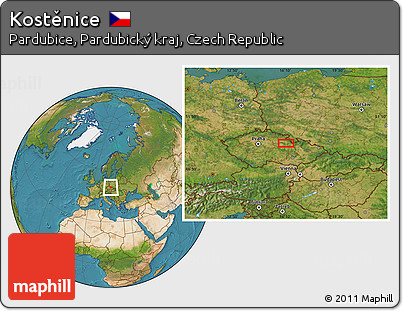 Satellite Location Map of Kostěnice