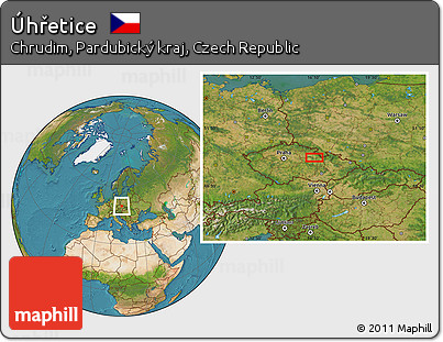 Satellite Location Map of Úhřetice