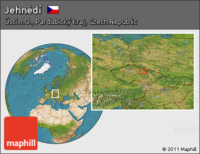 Satellite Location Map of Jehnědí