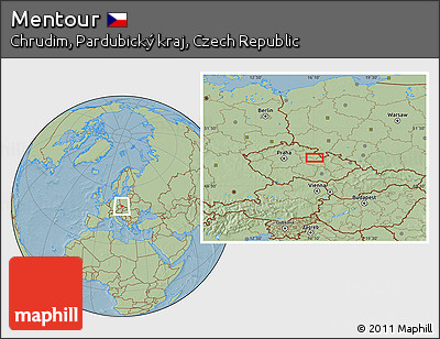 Savanna Style Location Map of Mentour, hill shading