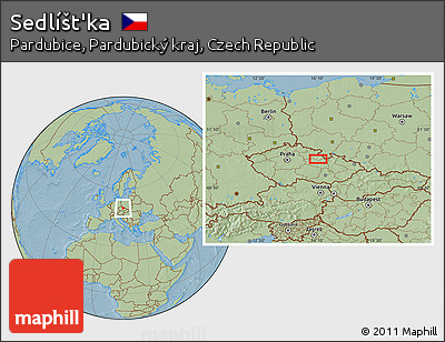 Savanna Style Location Map of Sedlíšt'ka, hill shading