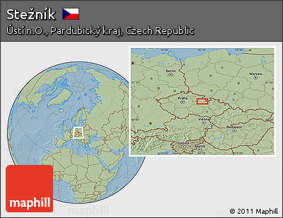 Savanna Style Location Map of Stežník, hill shading