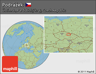 Savanna Style Location Map of Podrážek