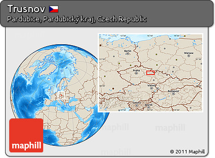 Shaded Relief Location Map of Trusnov