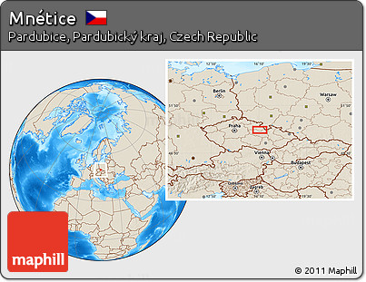 Shaded Relief Location Map of Mnétice