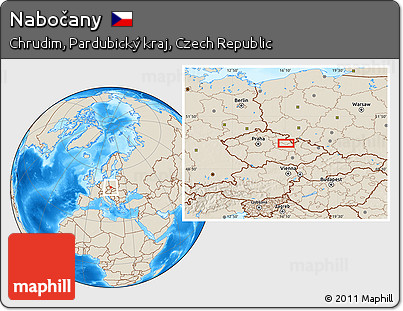Shaded Relief Location Map of Nabočany