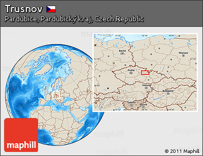 Shaded Relief Location Map of Trusnov