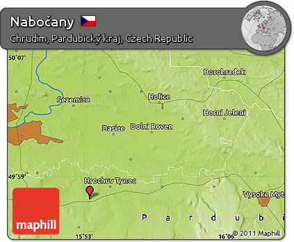 Physical Map of Nabočany