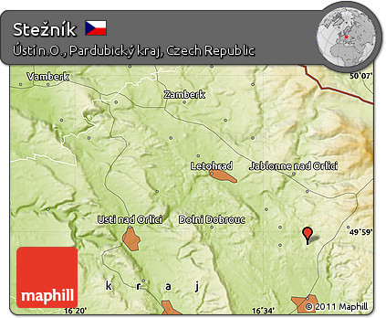 Physical Map of Stežník
