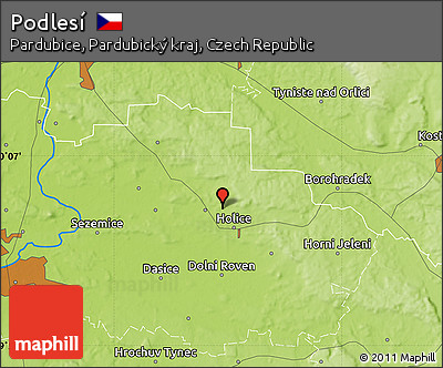 Physical Map of Podlesí