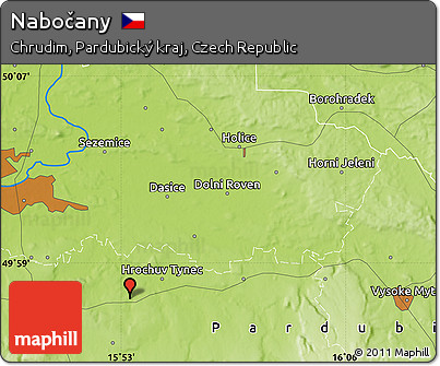 Physical Map of Nabočany