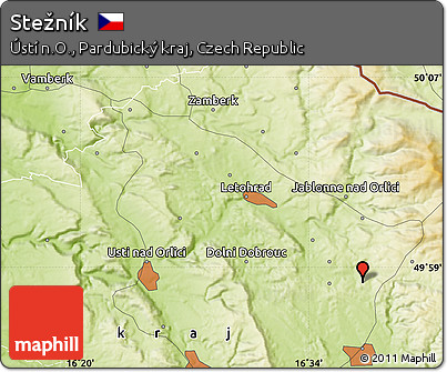 Physical Map of Stežník