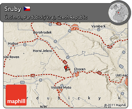 Shaded Relief Map of Sruby
