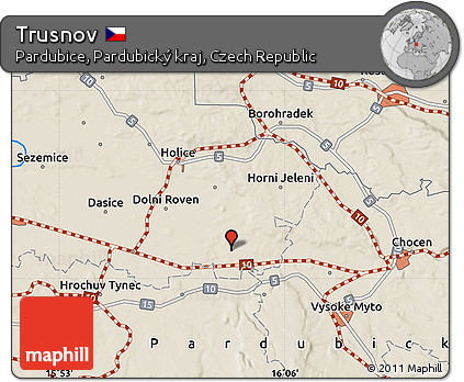 Shaded Relief Map of Trusnov