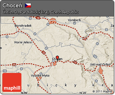 Shaded Relief Map of Choceň