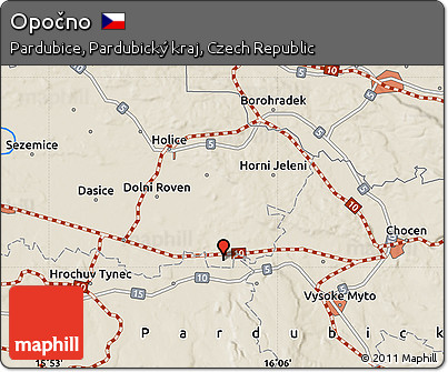Shaded Relief Map of Opočno