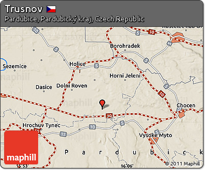 Shaded Relief Map of Trusnov