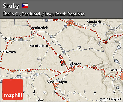 Shaded Relief Map of Sruby
