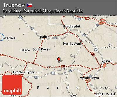 Shaded Relief Map of Trusnov