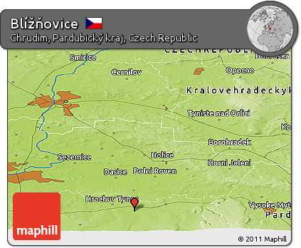 Physical Panoramic Map of Blížňovice