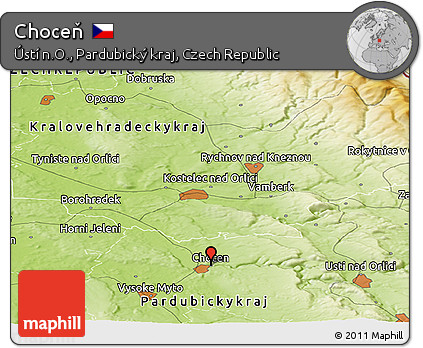 Physical Panoramic Map of Choceň