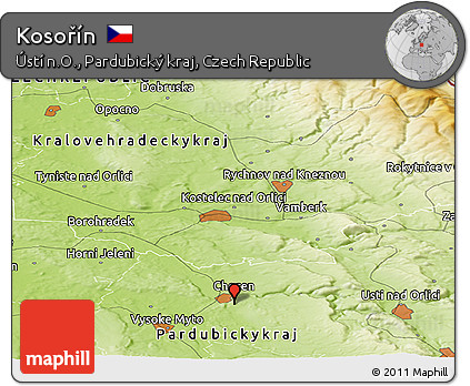 Physical Panoramic Map of Kosořín