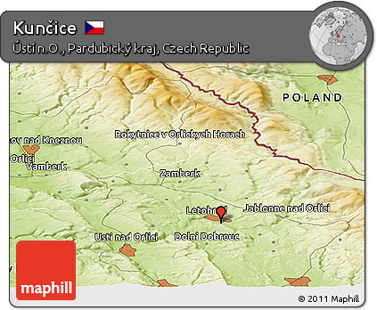 Physical Panoramic Map of Kunčice