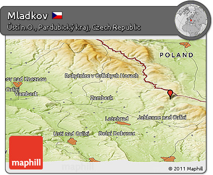 Physical Panoramic Map of Mladkov