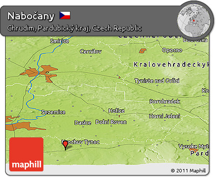 Physical Panoramic Map of Nabočany