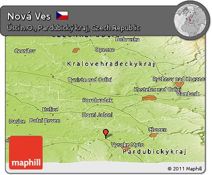 Physical Panoramic Map of Nová Ves
