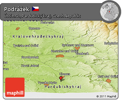Physical Panoramic Map of Podrážek